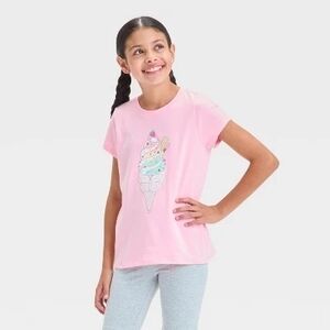 Cat & Jack Pink Ice Cream Cone Tee Size 8
